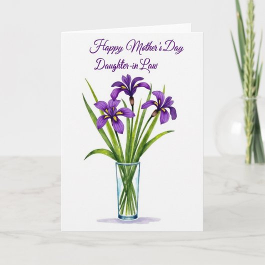 Carte Fleurie Violet Chevron (Devant)
