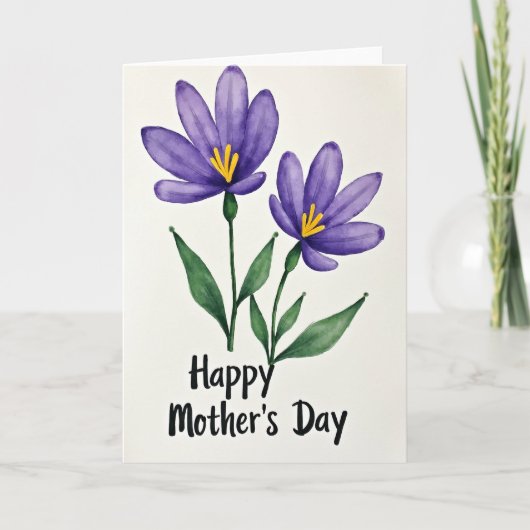Carte Fleurie Violette Aquarelle (Devant)