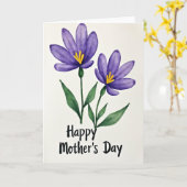 Carte Fleurie Violette Aquarelle (Fleur jaune)