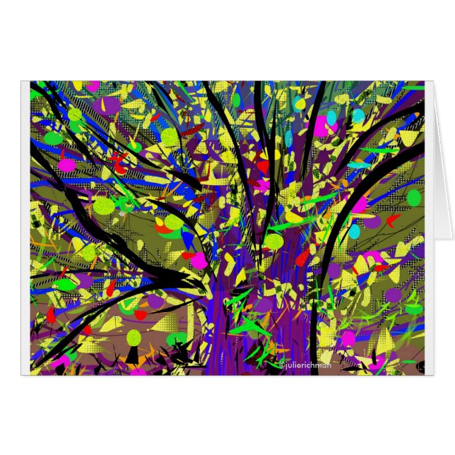 Carte fleurissante abstraite d'arbre de confettis (Devant horizontal)