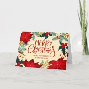 Carte Fleuriste et houx Joyeux Noël pour l'aidant