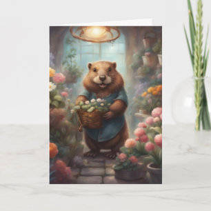 Carte Fleuriste Fantaisiste de la Castor pour la Fête d'