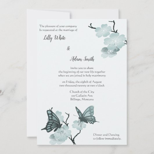 Carte Fleurit Printemps Avec Papillons Bleus (Devant)