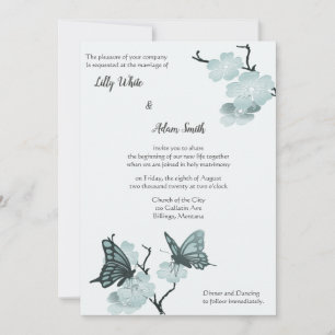 Carte Fleurit Printemps Avec Papillons Bleus