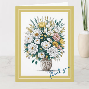 Carte Fleuron Boho Moderne Dans Un Vase Merci