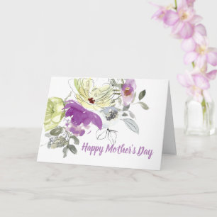 Carte Fleuron mauve et crème Joyeuse fête des mères