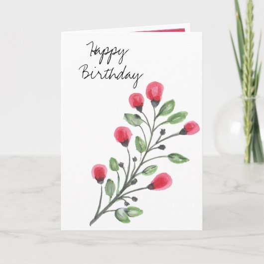 Carte Fleurs à l'aquarelle Bon Anniversaire (Devant)