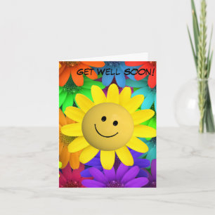 Carte Fleurs à visage joyeux