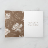 Carte Fleurs Abstraites Marron Blanc Anniversaire (Intérieur)