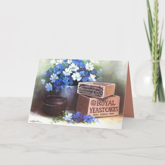 Carte Fleurs Antiquités Bois Publicité (Devant)