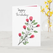 Carte Fleurs aquarelle Bon Anniversaire (Fleur jaune)