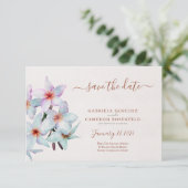 Carte Fleurs Aquarelle Frangipani Mariage Terre Cuite (Debout devant)
