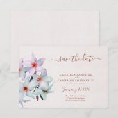 Carte Fleurs Aquarelle Frangipani Mariage Terre Cuite (Devant / Derrière)