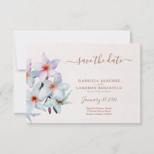 Carte Fleurs Aquarelle Frangipani Mariage Terre Cuite