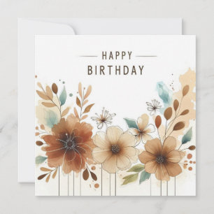 carte fleurs aquarelle joyeux anniversaire