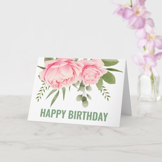 Carte Fleurs aquarelle roses, joyeux anniversaire (Orchidée)