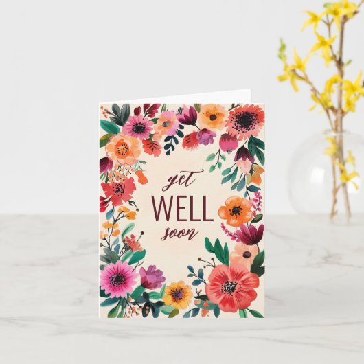 Carte Fleurs aquarelles audacieuses  BIENTÔT SUR COMMAND (Fleur jaune)