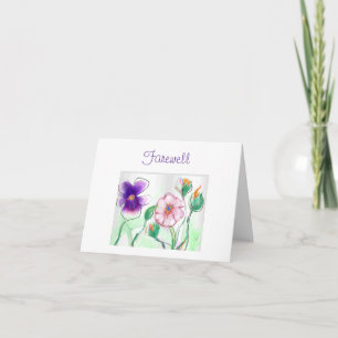 Carte Fleurs aquarelles>Carte d'adieu