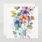 Carte Fleurs aquarelles décoratives (Devant / Derrière)