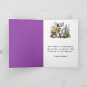 Carte Fleurs aquarelles et chiot husky sibérien (Intérieur)