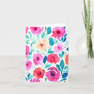 Carte Fleurs aquarelles lumineuses personnalisables