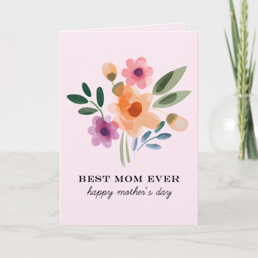 Carte Fleurs aquarelles Meilleure maman que jamais Fête  (Devant)