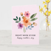 Carte Fleurs aquarelles Meilleure maman que jamais Fête  (Fleur jaune)