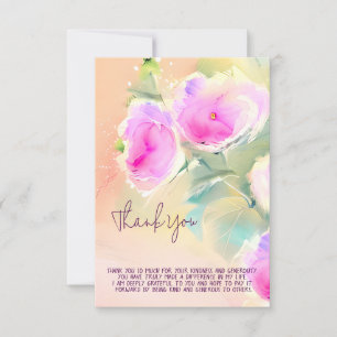 Carte Fleurs aquarelles rose tendre personnalisables