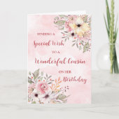Carte Fleurs aquarelles roses pour l'anniversaire d'une  (Devant)