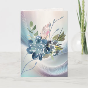 Carte Fleurs aquarelles sur tourbillon opalescent