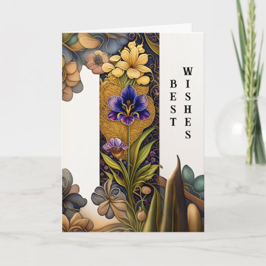 Carte Fleurs Art Déco Félicitations Mariages (Devant)