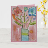 Carte Fleurs Artsy Plutôt Rose Joyeux Anniversaire (Fleur jaune)