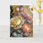 Carte Fleurs baroques anniversaire (Fleur jaune)