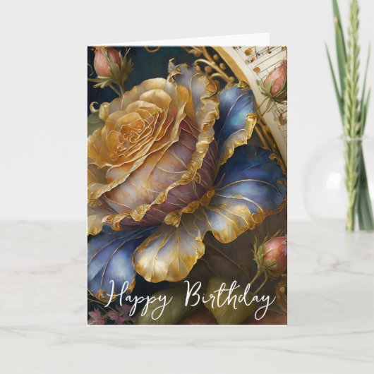 Carte Fleurs baroques anniversaire (Devant)