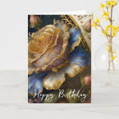 Carte Fleurs baroques anniversaire (Fleur jaune)