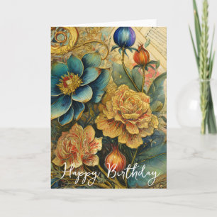 Carte Fleurs baroques anniversaire