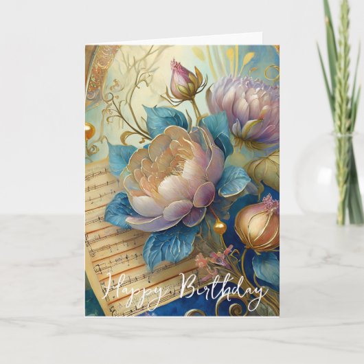 Carte Fleurs baroques anniversaire (Devant)