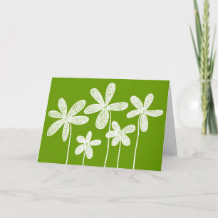 Carte Fleurs - Blanc sur Vert 669900