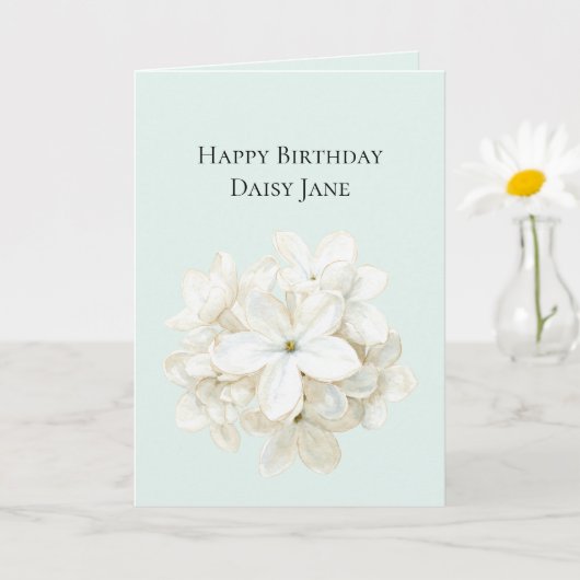 Carte Fleurs Blanches à la Menthe Anniversaire (Petite plante)