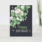 Carte Fleurs blanches chic Anniversaire (Devant)