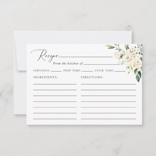 Carte Fleurs blanches, Fleurs de crème, Recette de Fête  (Devant)