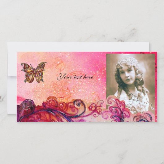 Carte FLEURS BLANCHES rouge vif, violet rose (Devant)