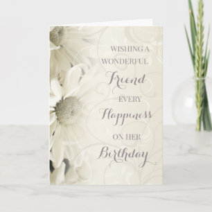 Carte Fleurs blanches vintages Ami Anniversaire