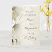 Carte Fleurs blanches vintages nièce Anniversaire (Fleur jaune)