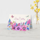Carte Fleurs bleu violet fleurissent printemps (Fleur jaune)