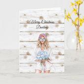 Carte Fleurs Bleues Blondes Noël (Fleur jaune)