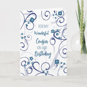 Carte Fleurs bleues Cousin Anniversaire