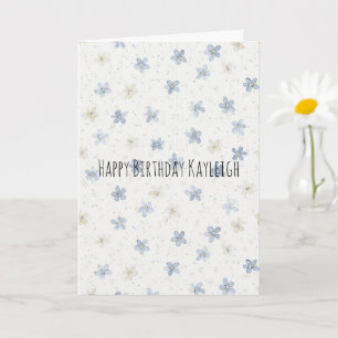 Carte Fleurs Bleues Crème Chic Anniversaire