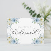 Carte Fleurs Bleues et Blances Serez-vous ma servante d' (Debout devant)