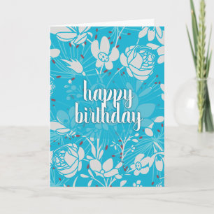 Carte Fleurs bleues et blanches pour l'anniversaire